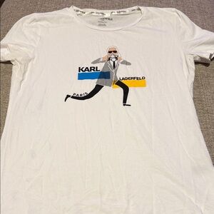 Karl Lagerfeld White Tee with Graphic Print